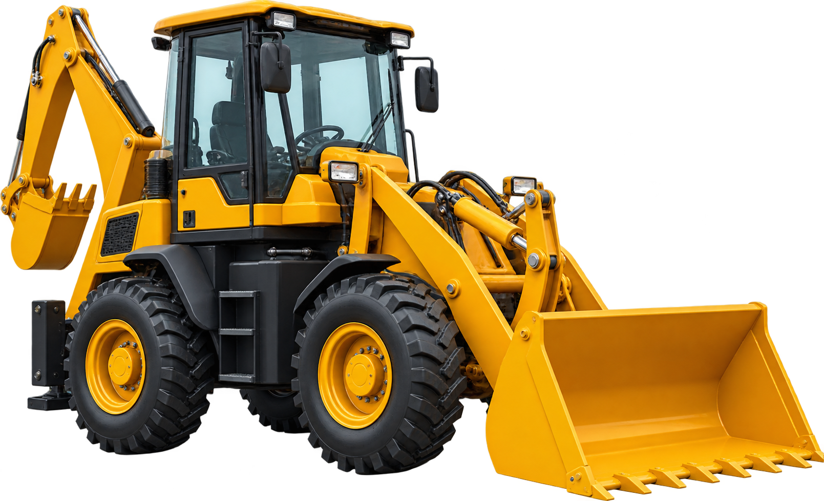 HTX backhoe loader Type B, mesin di bawah kabin